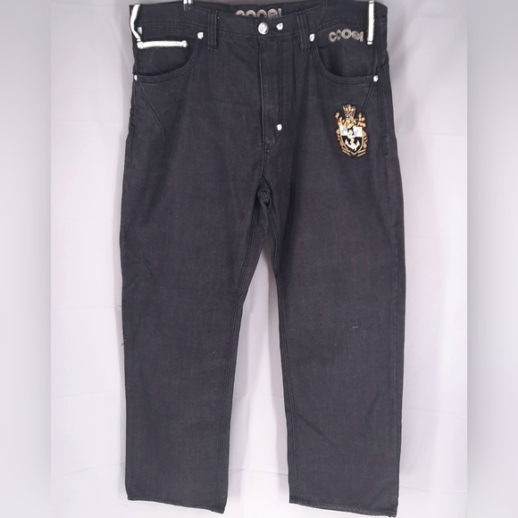 Coogi Australia Jeans Men's 42 x 35 Black Anchor Hip Hop Baggy Urban Embroidered - Picture 2 of 16